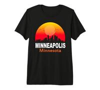 Minneapolis Minnesota Vintage Sunset Retro City State USA Maglietta Premium