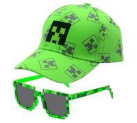 Minnecrafft Cappello da Baseball, 2PCS Minnecrafft Cappello con Visiera Occhiali da Sole Cappello da Sole Cappello Baseball Regolabile Animati Cappello Estivo Cappello Sportivo per Bambini
