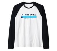 Minnesota Flag, MINNESOTA - SAINT PAOL in lettere maiuscole Maglia con Maniche Raglan