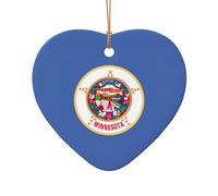 Minnesota State Flag Print Christmas Ceramic Ornaments Christmas Tree Porcelain Hanging for Home Office Decor Gifts