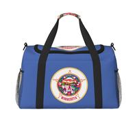 Minnesota State Flag stampa bagaglio a mano per donne uomini borsa a tracolla weekender per yoga viaggio must-have, nero, Taglia unica