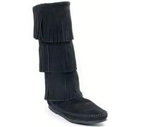 Minnetonka - 3-Layer Fringe Boot, Stivali E Stivaletti, Donna, Nero (Black), 39