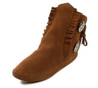 Minnetonka 832 Uomo SUOLA MORBIDA CON DUE PULSANTI, Brown, 45.5 EU