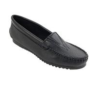Minnetonka Mocassino da donna in pelle di cervo, design frontale, Nero (Pelle di cervo nera.), 37.5 EU