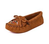 Minnetonka Thunderbird Animikii - Mocassini da donna in morbida pelle con perline, Marrone, 40 EU