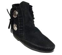 Minnetonka Two Button - Stivali Mocassini Donna, Nero (BlackBlack), 41 EU