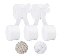 Minnhua 5 Rouleaux Ruban Satin 3cm x 6.3m Ruban Cadeau Emballage Ruban de Satin Soyeux Ruban Blanc Ruban Large avec 70 Accessoires pour Emballage de Cadeaux Décorations Festives Bouquets de Mariées