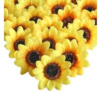 Minnhua 50 Pezzi Teste di Girasole Artificiali 8cm Fiori Artificiali Girasoli Teste Girasoli Finti per Decorazioni in Seta per Tavolo Matrimonio Festa Soggiorno