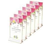 Minnhua 6 Pezzi Espositore Plexiglass, Bordo Dorato Porta Menu, Doppia Faccia Porta Foto da Tavola, Trasparente Segnaposto Cornice Foto per Matrimonio, Festa, Ristorante (Verticale)