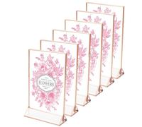Minnhua 6 Pezzi Espositore Plexiglass, Bordo Oro Rosa Porta Menu, Doppia Faccia Porta Foto da Tavola, Trasparente Segnaposto Cornice Foto per Matrimonio, Festa, Ristorante (Verticale)