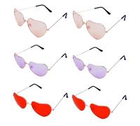 Minnhua 6 Pezzi Occhiali da Sole da Donna, con Cornice in Metallo Occhiali Matrimonio, Occhialis a Cuore, Occhialis Cuore Love Heart per Donna Matrimonio Addio al Nubilato Festa (Rosso, Rosa, Viola)