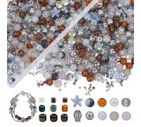 Minnhua 760 Pezzi Perline per Braccialetti 8mm - Kit Perline Vetro per Adulti - Grigio