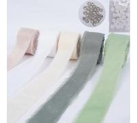 Minnhua Nastro in Chiffon 3 cm x 31,5 m nastro decorativo con frange, per Inviti di Nozze, Bouquet da Sposa, Confezione Regali, 5 Rotoli
