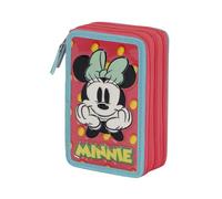 Minni Mouse Fresh-Astuccio con Matite Triplo, Rosa, 14 x 21 cm