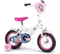 Huffy Disney Minnie Mouse - Bicicletta per bambini da 12 pollici, con ruote di sostegno, telaio in acciaio, freno a contropedale