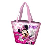 MINNIE borsa a spalla shopper con zip rosa lucida 31,5x20,5x12 cm