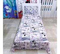Minnie Completo Lenzuola Sopra e Sotto con Angoli Federa Letto Singolo Cotone