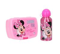 Minnie Disney Mouse - Contenitore per il pranzo con borraccia, set da 2 pezzi, rosa, ideale per scuola, asilo e gite