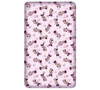 Minnie, lenzuolo con angoli elasticizzati con motivo floreale, rosa, 90/100 cm x 190/200 cm, 100% cotone, motivo: Minnie Topolino Disney Mickey Sweet Love, lenzuolo con angoli elasticizzati per