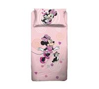 Minnie, Lenzuolo Letto Singolo, Completo Letto Singolo Disney, Lenzuolo Sopra, Lenzuolo Con Angoli, Federa, Rosa, Disney, 100% Cotone, Prodotto Ufficiale