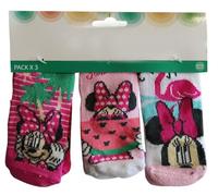 Minnie Maus Calze per neonati, confezione da 3 pezzi, per bambini, da 0 a 12 mesi, multicolore (rosa, rosa, turchese, 0-6)