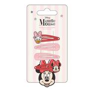 Minnie Mouse and Friends - Set di fermagli per capelli per ragazze, con fiocco sulla parte superiore e glitter, set include 4 fermagli per capelli