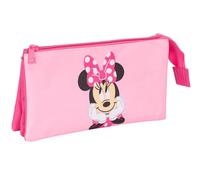 MINNIE MOUSE - Astuccio triplo, astuccio per bambini, ideale per bambini in età scolastica, comodo e versatile, qualità e resistenza, 22 x 3 x 12 cm