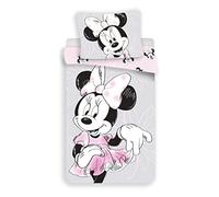 Minnie Mouse Beautiful Copripiumino Singolo 140x200 + Federa 70x90 Grigio | Set lenzuola reversibile | Cotone naturale traspirante Oeko-Tex | Disney ufficiale | Bambine | Regalo | Lavabile in lavatrice