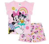 Minnie Mouse & Daisy Duck Girls 100% Cotone Pettinato Set Pigiama Corto, Minnie/Margherita, 7-8 Anni