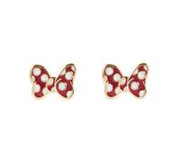 Minnie Mouse Girls Red Polka Dot Bow Gold Plated Stud Earrings
