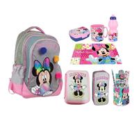 Minnie Mouse Set Zaino Grande Astuccio 2zip Porta Merenda Scuola Elementare