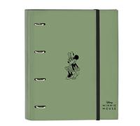 MINNIE MOUSE Mint Shadow - Cartella 4 anelli da 35 cm con 100 fogli A4, ideale per bambini di diverse età, comoda e versatile, qualità e resistenza, 27 x 3,5 x 32 cm, colore verde militare