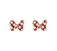 Minnie Mouse - Orecchini a perno placcati in oro con fiocco rosso a pois, Misura unica, Ottone placcato oro, Nessuna pietra preziosa
