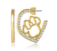 Minnie Mouse Outline - Orecchini a cerchio da donna con strass, con licenza ufficiale, placcati in oro 18 carati, per San Valentino