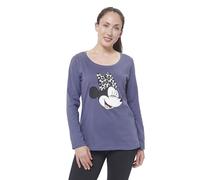 Minnie Mouse - Pigiama lungo da donna, a maniche lunghe, colore grigio caldo, Disney, grigio/nero, M