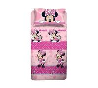 Minnie Mouse, Set Lenzuolo Letto Piazza E Mezza, Completo Letto Piazza E Mezza Disney, Lenzuolo Sopra, Lenzuolo Con Angoli, Federa, Rosa, Disney, 100% Cotone, Prodotto Ufficiale