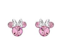 Minnie, orecchini a perno placcati in argento con cristallo rosa, per ragazze e donne, taglia unica, placcati in argento, senza pietra preziosa