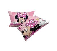 Minnie, Set 2 Federe In Cotone, Coppia Federe Per Cuscino Letto, 2 Pezzi, 100% Cotone, Cm.50x80, Chiusura a Busta