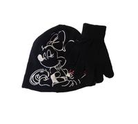 MINNIE set 2 pezzi crema cappello ricamato+ guanti in morbida e calda lana bamb