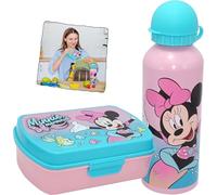 Minnie, set di 2 contenitori per bambini | portapranzo a prova di perdite con bottiglia d'acqua da 500 ml | Set di pranzo per viaggio scolastico, campeggio senza BPA, set regalo
