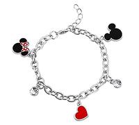 Disney Braccialetto con ciondolo a forma di Minnie e Topolino, smaltato, multicolore, BH00228RL-65, Misura unica, Zinco, Nessuna pietra preziosa