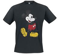 Minnie & Topolino Vintage Mickey Uomo T-Shirt Nero 100% Cotone Regular