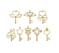 MinnowXY 8 ciondoli a forma di bacchetta magica in lega, per chiavi, lunetta aperta, fiore pressato, cornice vuota, ciondoli per gioielli Makin lega