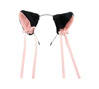 MinnowXY Cerchio per capelli in peluche alla moda per orecchie di gatto fascia simulazione animale copricapo con fiocco accessori per capelli per feste a tema