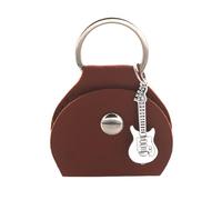 MinnowXY Custodia porta plettro in pelle PU con portachiavi e piccolo ciondolo per plettro per chitarra