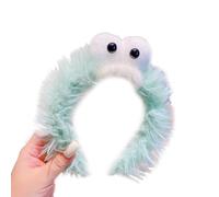 MinnowXY Fascia pelosa in peluche con occhi 3D in stile cartone animato, da donna, per lavare il viso, fascia per capelli per adulti e bambini, per riunioni familiari