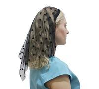 MinnowXY Fascia per capelli con velo da donna, turbante elasticizzato, tulle, strass, ricamo, puntini colorati, fascia avvolgente