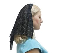MinnowXY Fascia per capelli con velo da donna, turbante elasticizzato, tulle, strass, ricamo, puntini colorati, fascia avvolgente