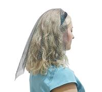 MinnowXY Fascia per capelli con velo da donna, turbante elasticizzato, tulle, strass, ricamo, puntini colorati, fascia avvolgente
