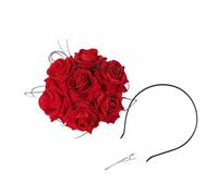 MinnowXY Fascinator - Cerchietto per capelli con rose finte, da sposa, per feste di nozze